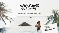 Weekend getaway blog banner template,  travel editable design vector