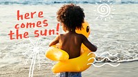 Beach travel  blog banner template,  kid & summer vector