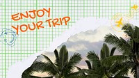 Tropical travel blog banner template,  summer vacation  vector