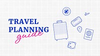 Travel planning  blog banner template,  cute doodle design vector