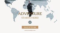 World travel blog banner template,  continent design  vector