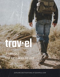 Solo travel  flyer template,  editable design  vector