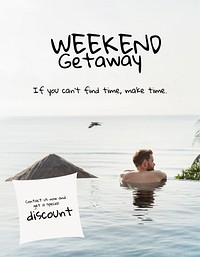 Weekend getaway flyer template,  travel editable design vector
