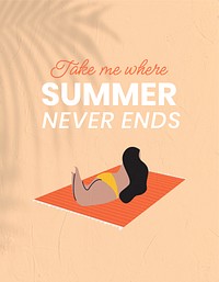 Summer  travel  flyer template,  woman sunbathing psd