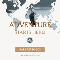 World travel Instagram post template,  continent design  vector