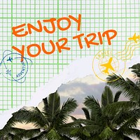 Tropical travel Instagram post template,  summer vacation  vector