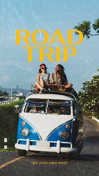 Road trip Facebook story template,  travel design vector