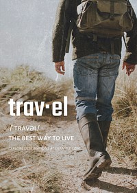 Solo travel  poster template,  editable design  vector