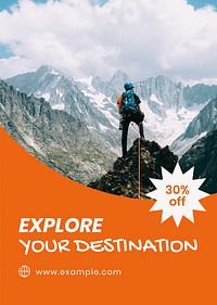 Adventure travel poster template,  hiking design vector