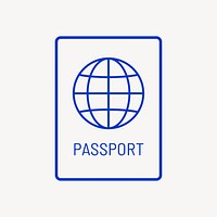 Passport icon collage element, travel design psd