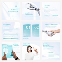 Futuristic technology Instagram post template set psd