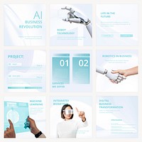 Futuristic technology Instagram post template set vector