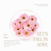 Pink flower Instagram post template, feminine aesthetic vector