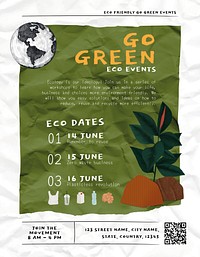 Eco event flyer editable template, go green text psd