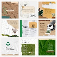 Green corporate Instagram post template set psd