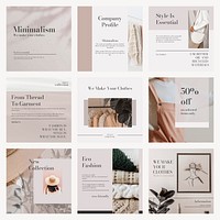 Feminine fashion Instagram post template set vector