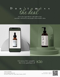 Aesthetic skincare flyer editable template, beauty ad psd