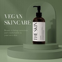 Vegan skincare Instagram post template, olive green design vector