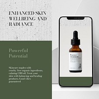 Vegan skincare Instagram post template, olive green design vector