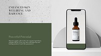 Vegan skincare PowerPoint presentation template, olive green design vector