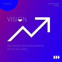 Business vision Instagram post template, neon design vector