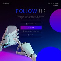 Follow us Instagram post template, tech business branding vector