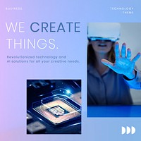 Creative technology Instagram post template vector