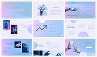 Technology aesthetic YouTube thumbnail template, futuristic design set vector