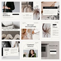 Fashion business Instagram post template set vector