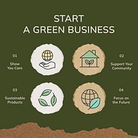 Green business Instagram post template, sustainable strategy vector