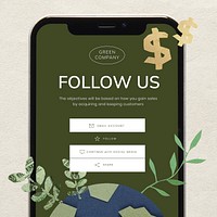 Follow us Instagram post template, green business vector