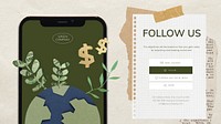 Follow us presentation editable template, green business vector