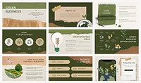 Green business YouTube thumbnail template set vector