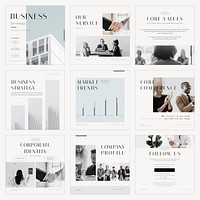 Modern business Instagram post template set psd