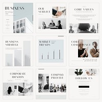 Modern business Instagram post template set vector