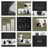 Modern business Instagram post template set vector