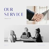 Business service Instagram post template, about us section vector