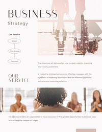 Business strategy flyer editable template, pink aesthetic design psd