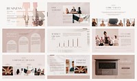 Aesthetic business YouTube thumbnail template set psd