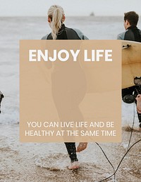 Surfer lifestyle flyer template, editable design  psd