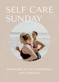 Self care Sunday poster template, editable design vector
