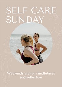 Self care Sunday poster template, editable design psd