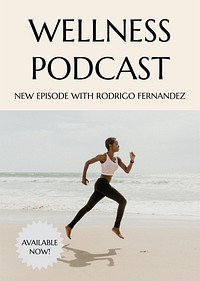 Wellness podcast poster template, editable design psd