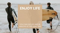 Surfer lifestyle Powerpoint presentation template, editable slide vector