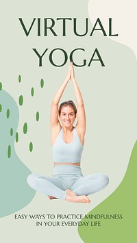 Virtual yoga Instagram story template, editable social media ad  vector