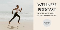 Wellness podcast Twitter post template, editable text vector