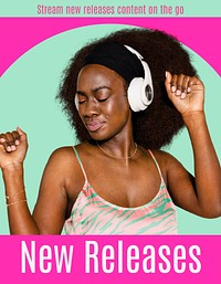 Music flyer template, African American woman, vector