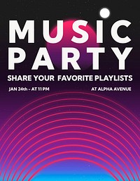 Music party flyer template, entertainment, psd