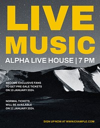 Live music flyer template, entertainment, psd