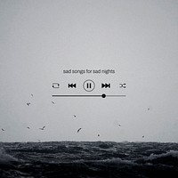 Sad music Facebook post template, vector